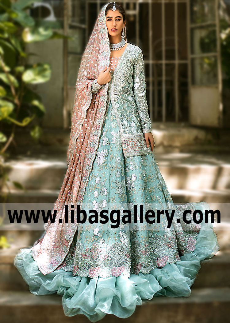 Pale Blue Salvia Bridal Wear for Valima or Reception