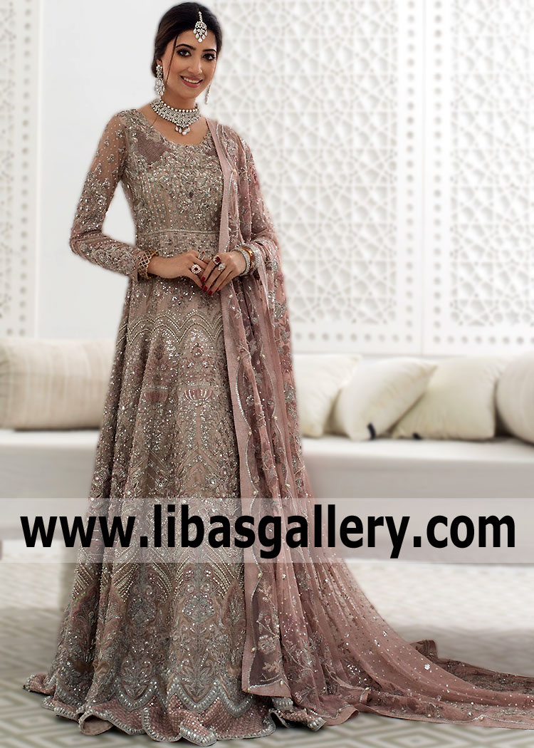 Rosy Brown Crinum Bridal Wear for Walima
