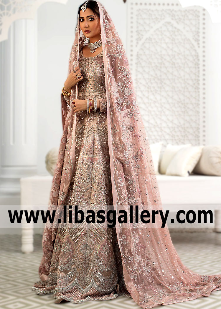 Rosy Brown Crinum Bridal Wear for Walima
