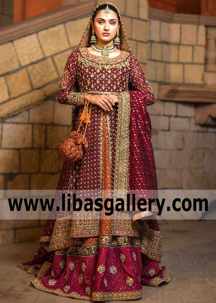 Pakistani Wedding Bridal Sharara Oak Park Michigan MI US Zainab Chottani Bridal Sharara USA