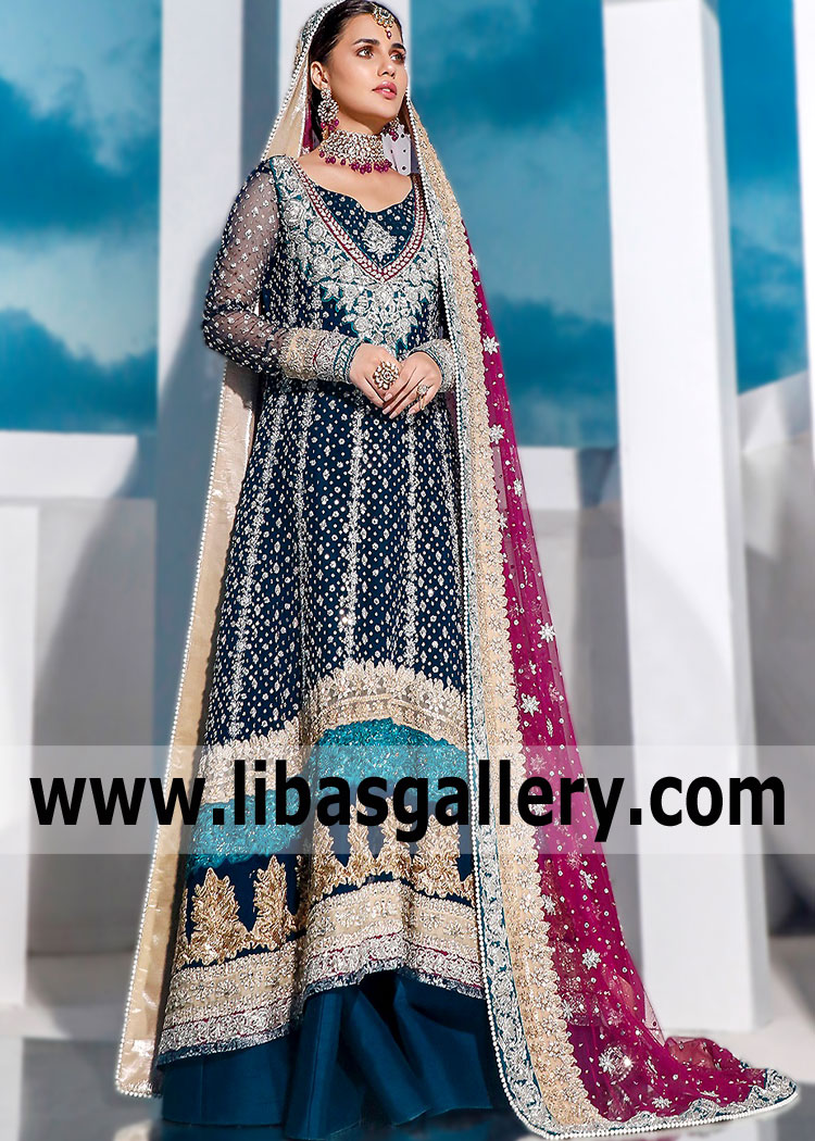 Pakistani Walima Maxi Dress Newcastle London UK Embellished bridal Maxi for Walima Reception