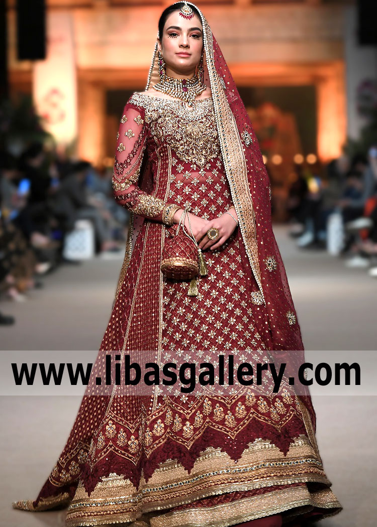 Dark Burgundy Dahlia Wedding Gown Lehenga