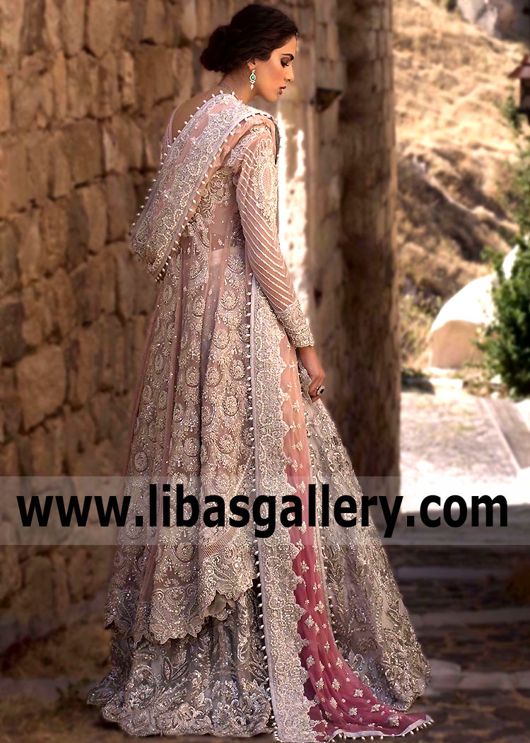 Apricot Fleur Angrakha Wedding Dress for Engagement