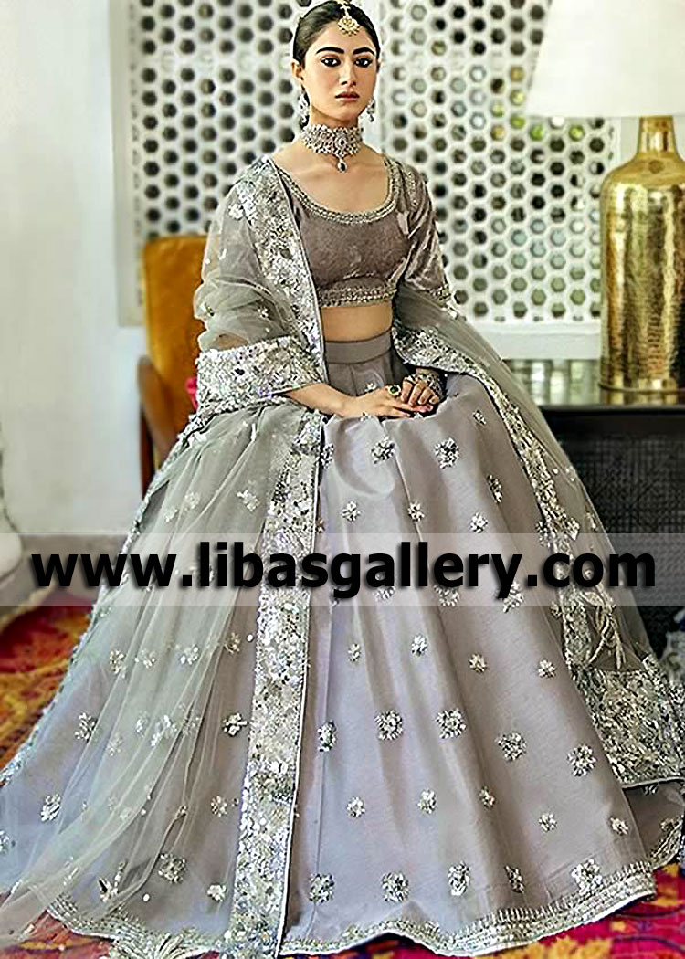 Silver Kalmia Walima Lehenga Choli