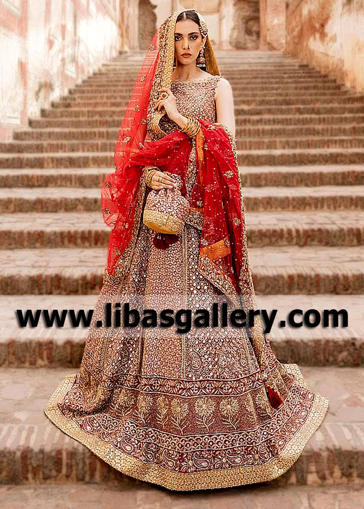 Carnelian Lava Fleur Traditional Bridal Dress