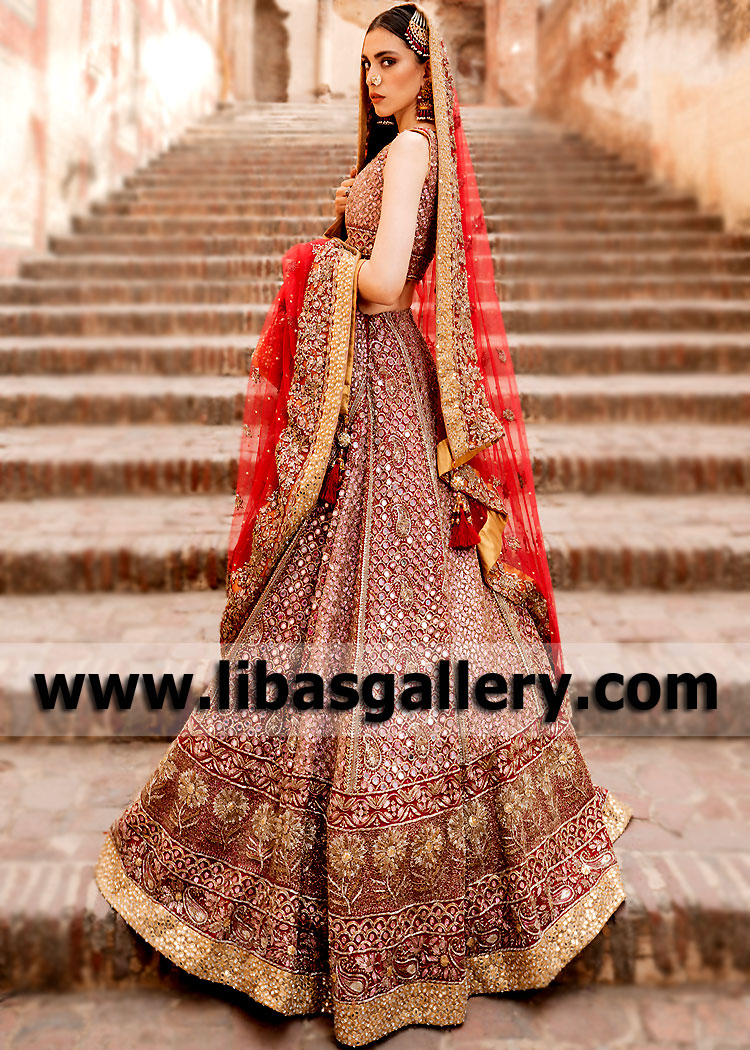 Carnelian Lava Fleur Traditional Bridal Dress