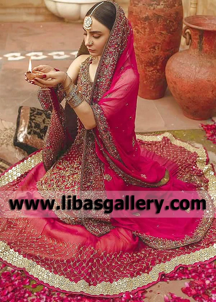 Elegant Designer Bridal Wear Lehenga USA Artesia California Wedding Lehenga for Barat