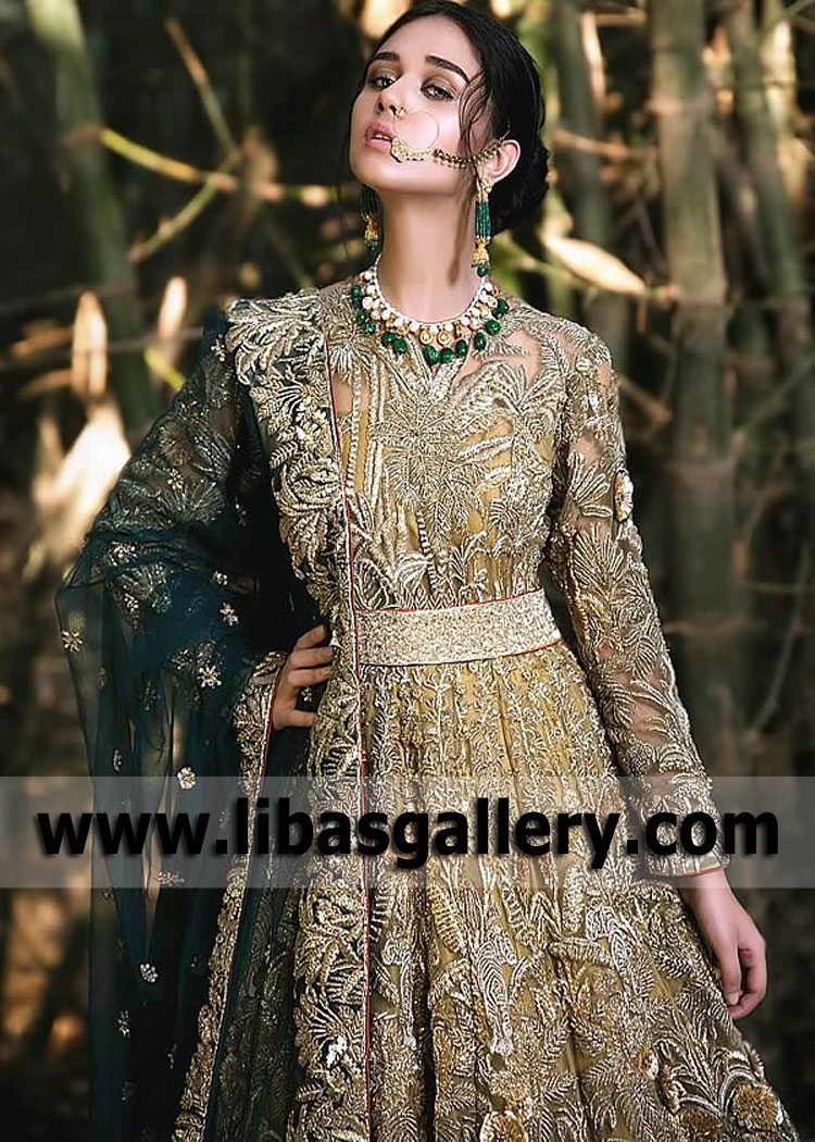 Latest Gold Adina Bridal Anarkali Suit