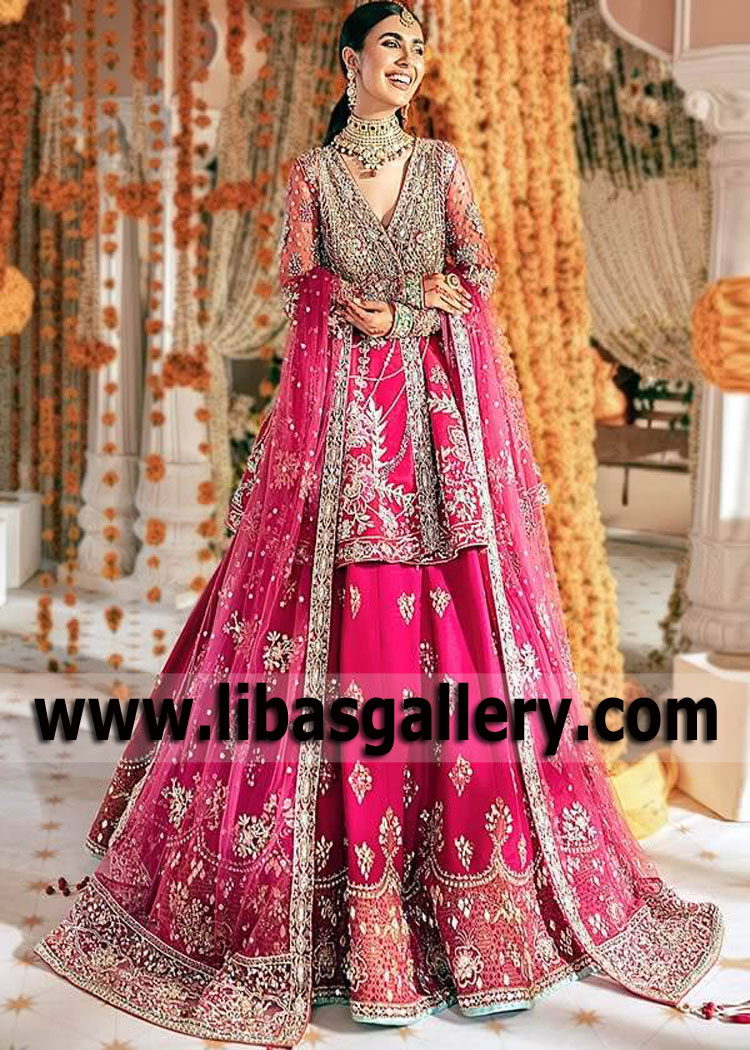 Zaha Angrakha Style Bridal Dresses Diamond Bar California CA USA Angrakha Style Lehenga Dresses