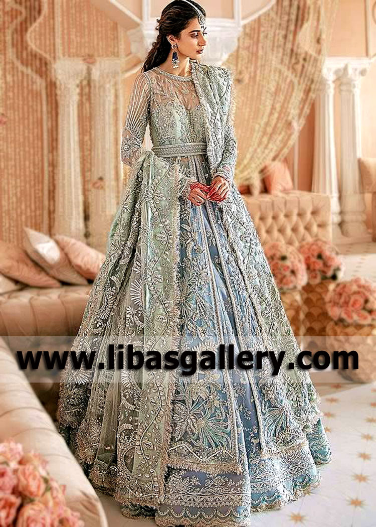Zaha by Khadijah Shah Wedding Dresses Walima Bridal Maxi Puffy Lehenge by Zaha Designer