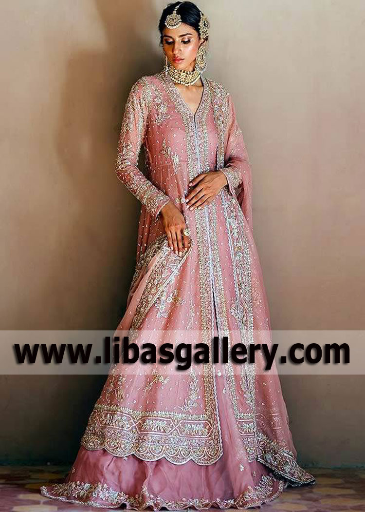 Salmon Pink Strobus Walima Bridal Dress