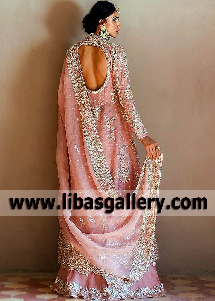 Salmon Pink Strobus Walima Bridal Dress