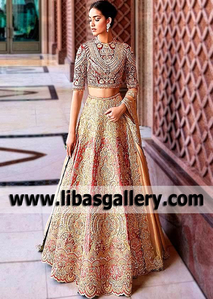 Carmine Pink Charlize Bridal Lehenga Dress