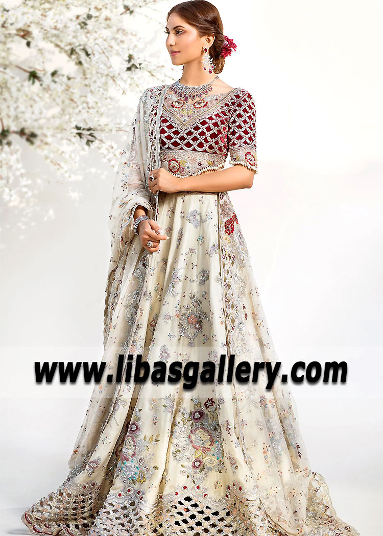Falu Red Pearl Montreux Wedding Lehenga Choli