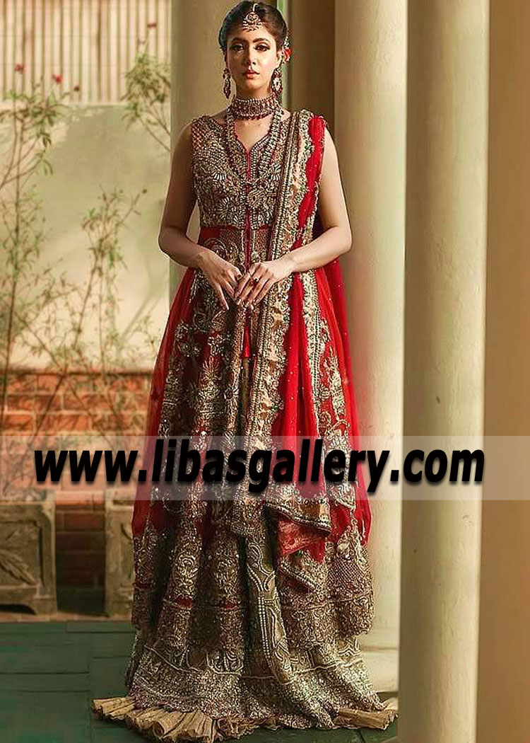 Firebrick Khaki Izara Bridal Dress