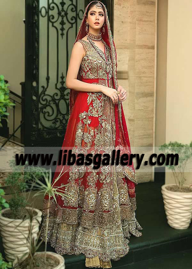 Firebrick Khaki Izara Bridal Dress