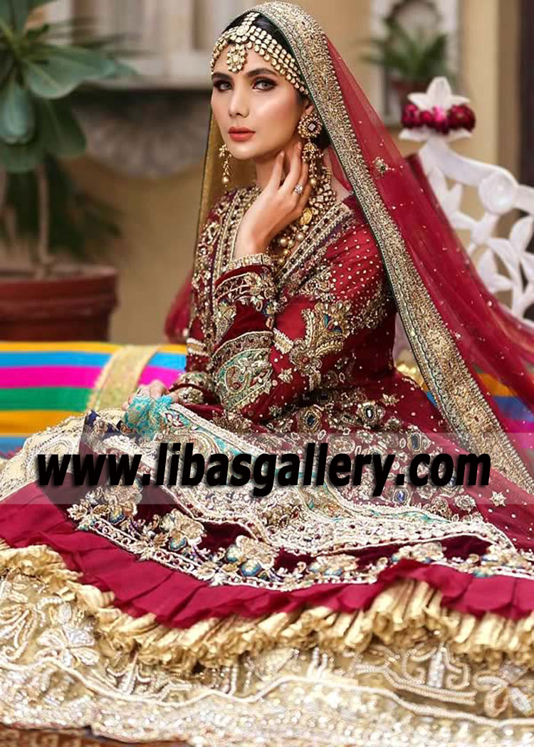 Carmine Oliana Bridal Angrakha Lehenga