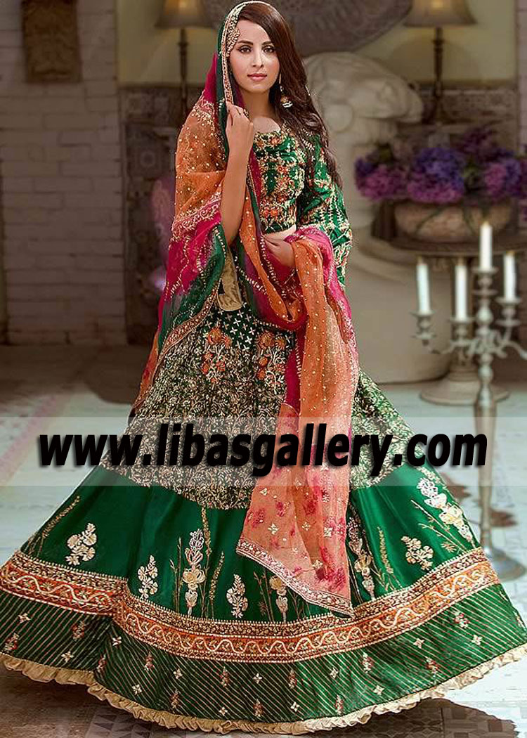 Forest Green Petra Bridal Mehndi Dress