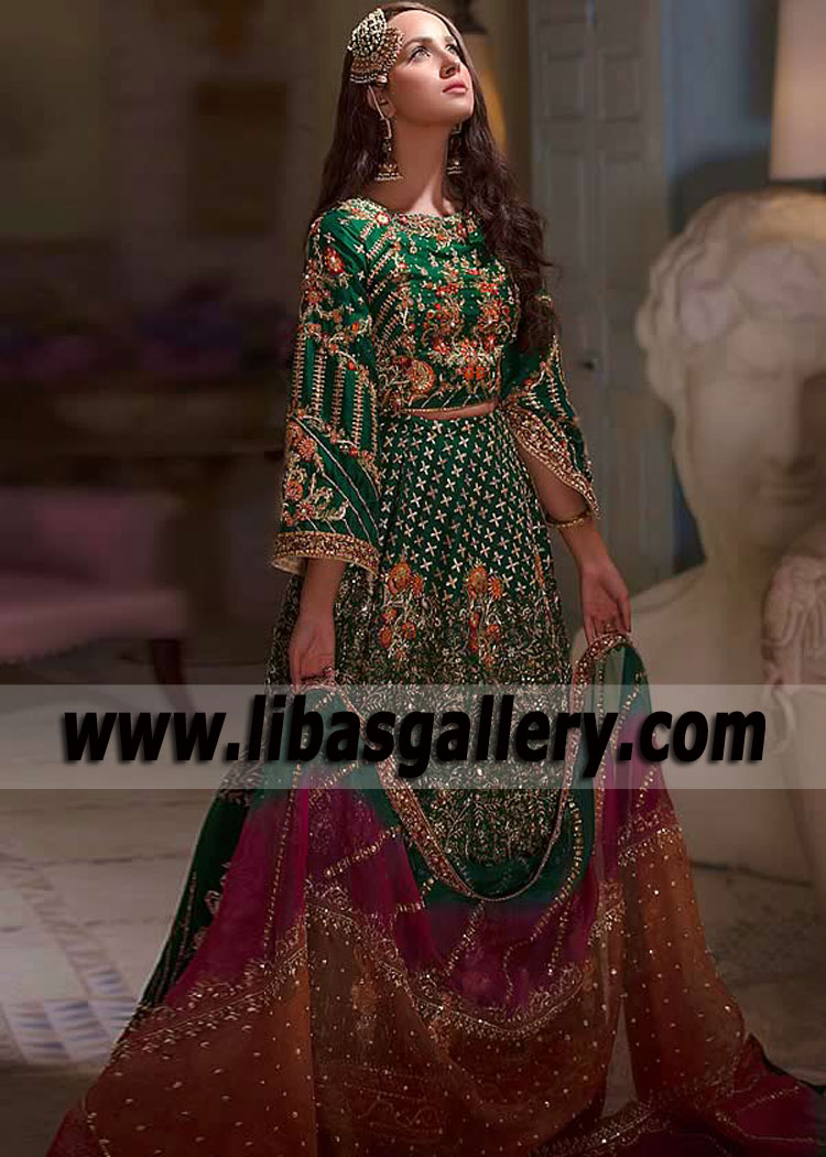 Forest Green Petra Bridal Mehndi Dress