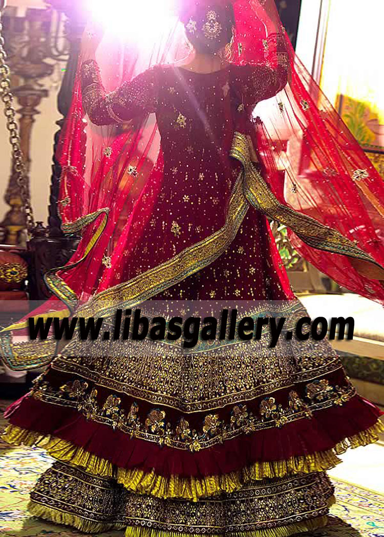 Maroon Divina Angrakha Bridal Lehenga
