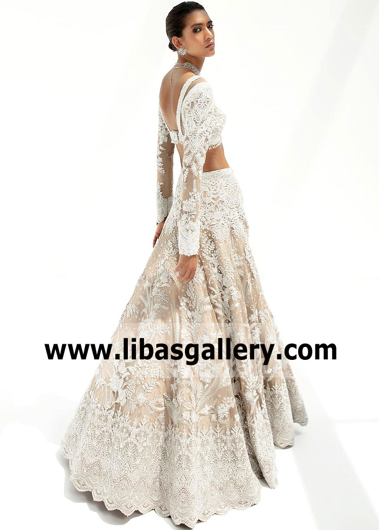 Blond White Alcea Wedding Lehenga Dress