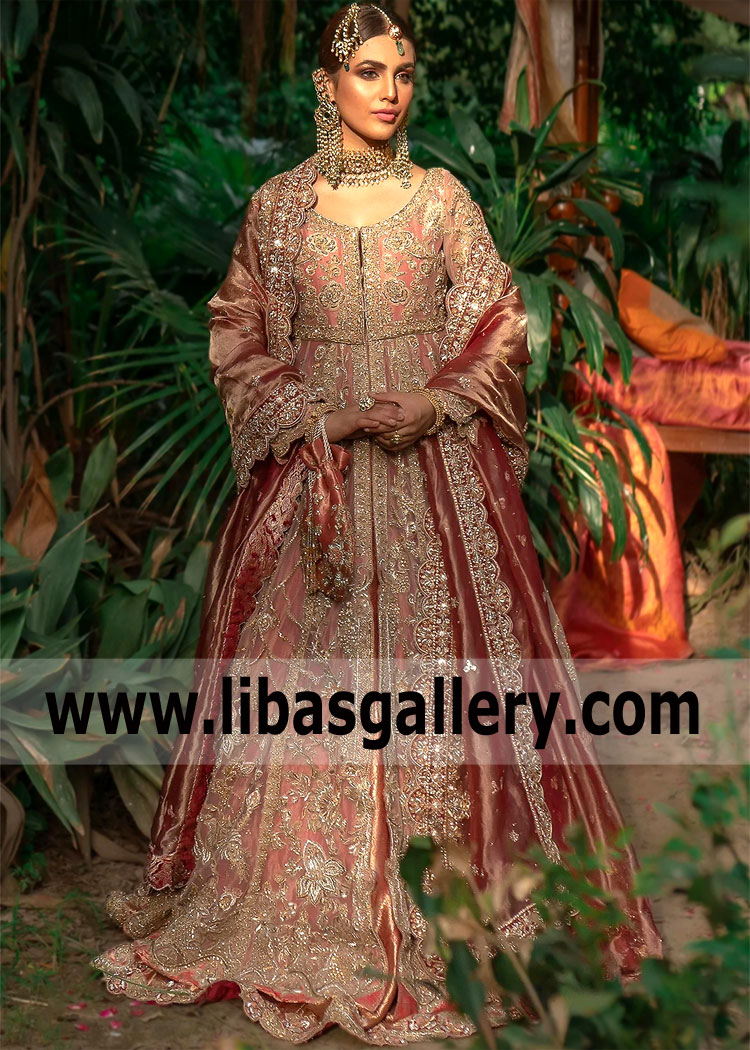 Vermilion Mallow Pishwas Wedding Dress