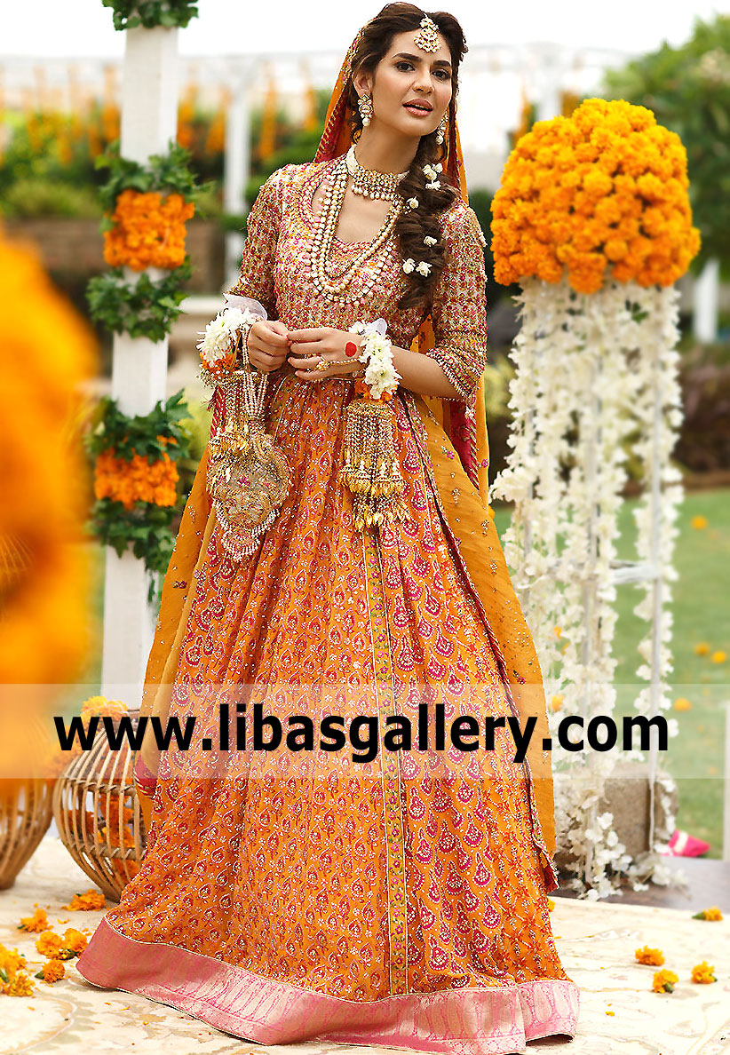 Saffron Bergenia Bridal Lehenga Dress