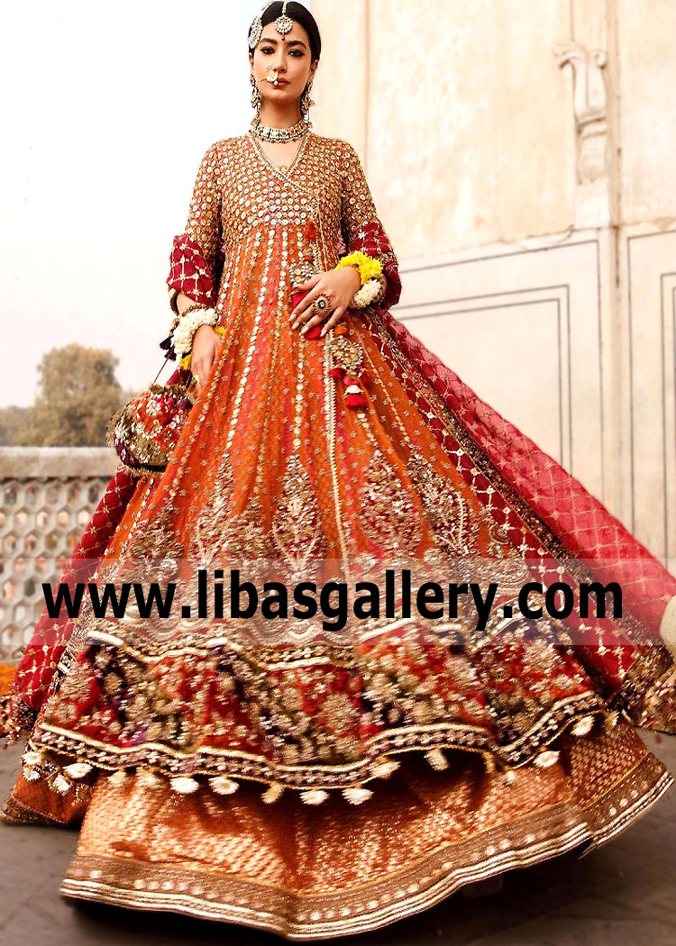 International Orange Freesia Angarkha Style