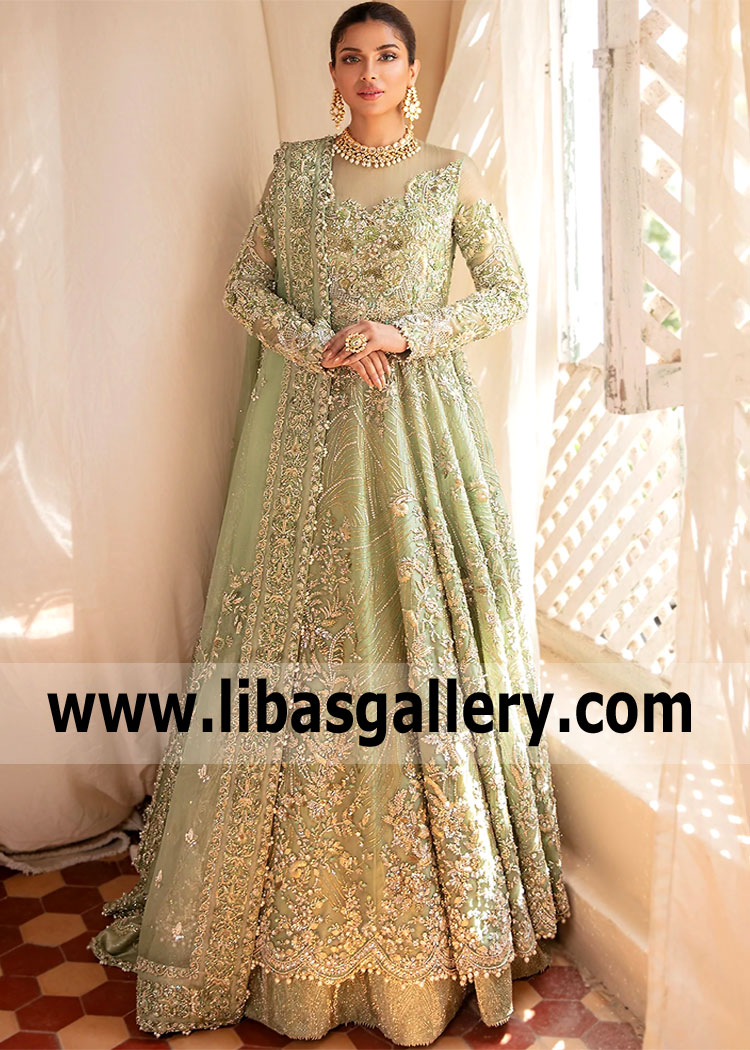 Mint Mazus Bridal Anarkali Lehenga