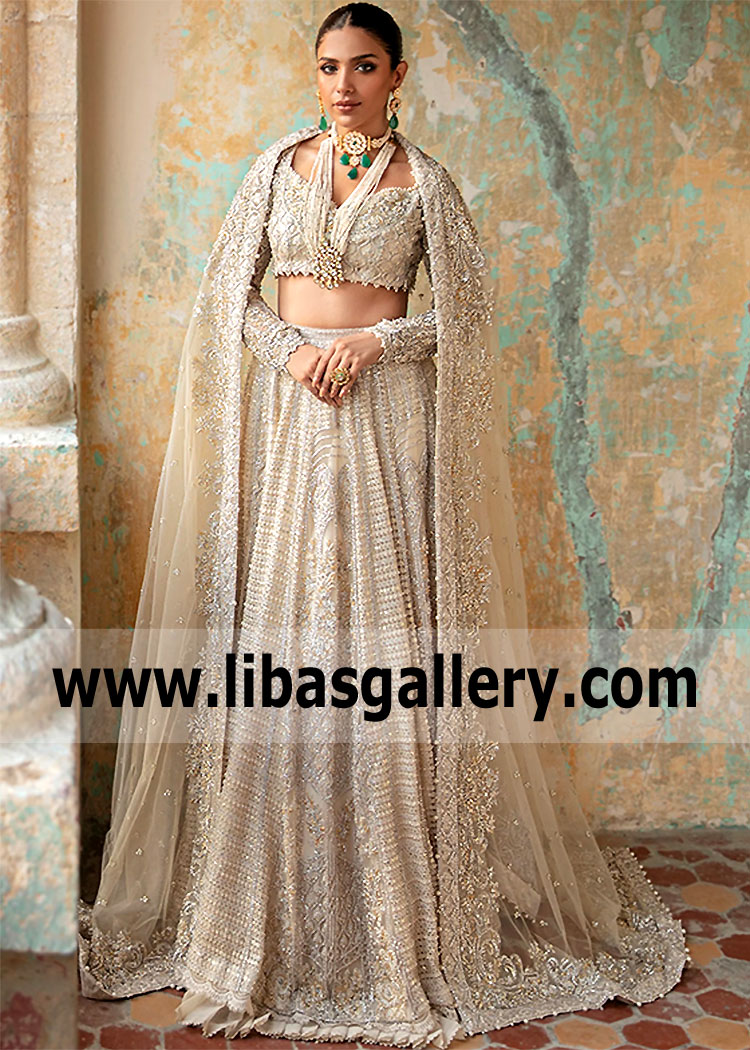 Pale Champagne Aster Bridal Wear Lehenga