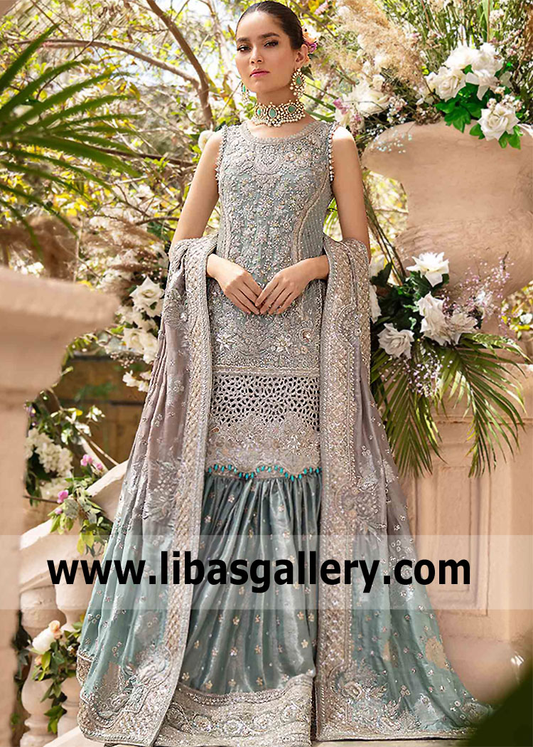 Turquoise Strobus Bridal Gharara Dress