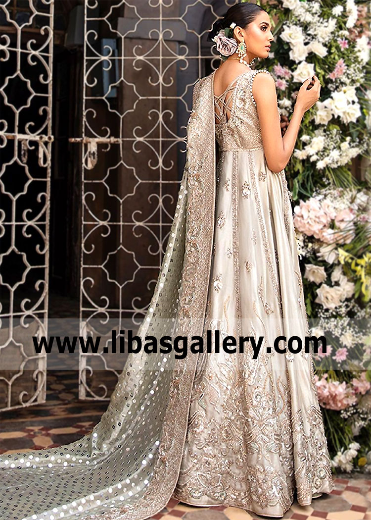 Aqua Ice Silver Magnolia Bridal Anarkali Dress