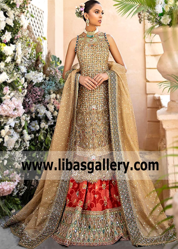 Earth Yellow Spirea Walima Bridal Dress