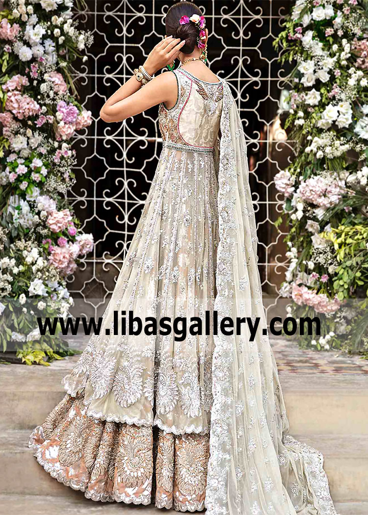 Honeydew Peach Aster Anarkali Lehenga