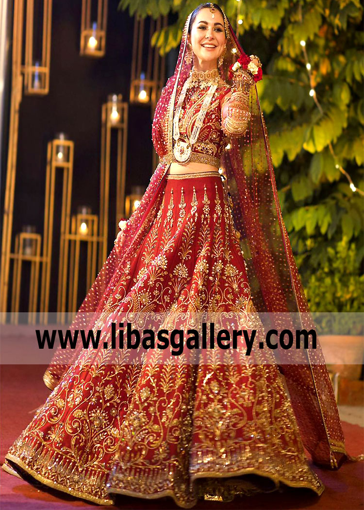 Mordant Red 19 Fleur Wedding Lehenga Hania Amir