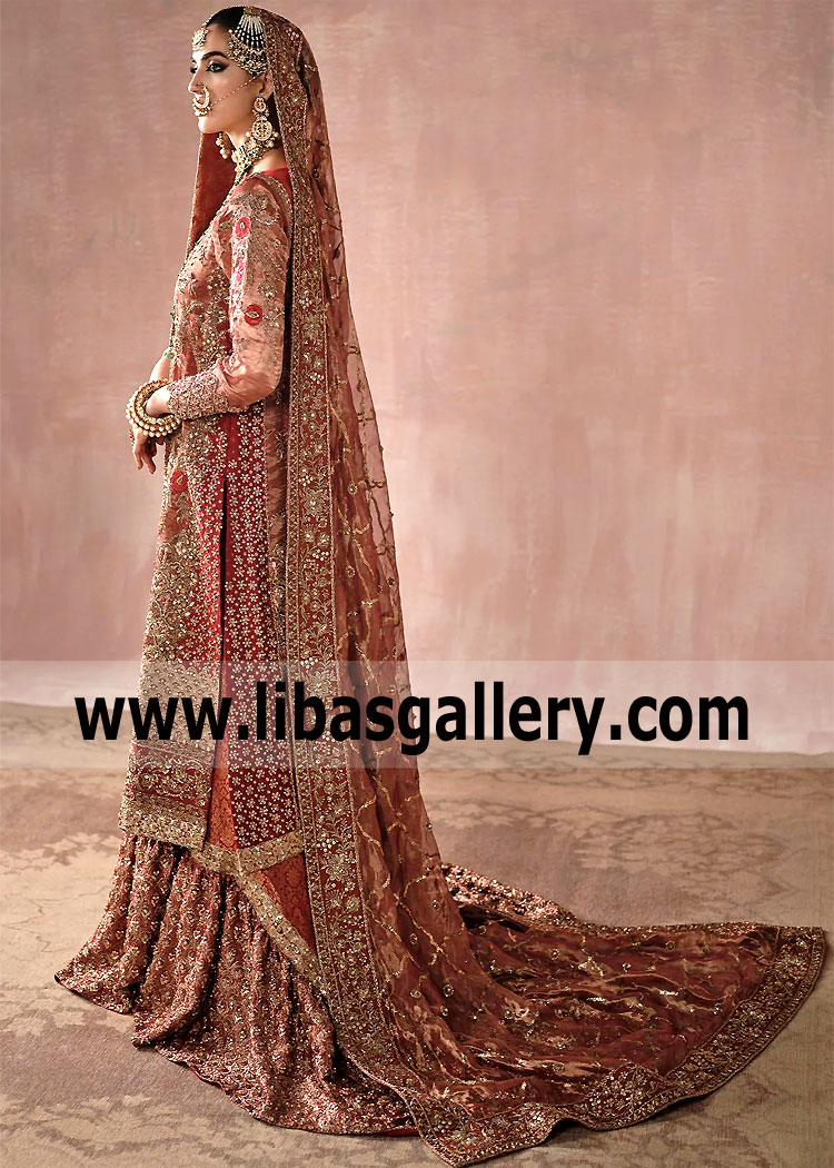 Garnet Lily Bridal Dress Farshi Gharara