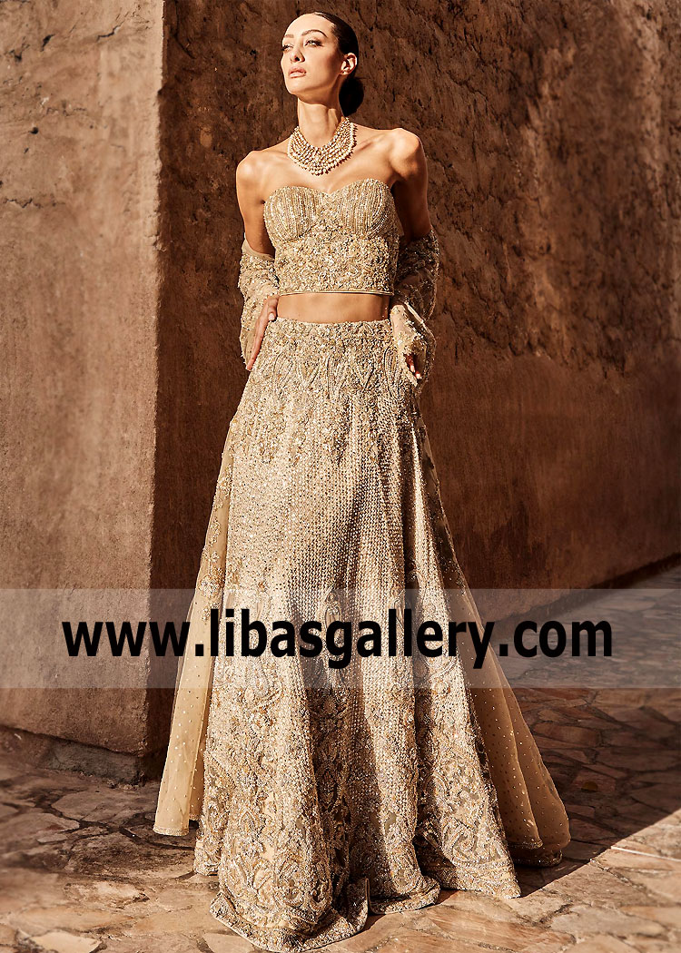 Pale Gold Magnolia Bridal Lehenga