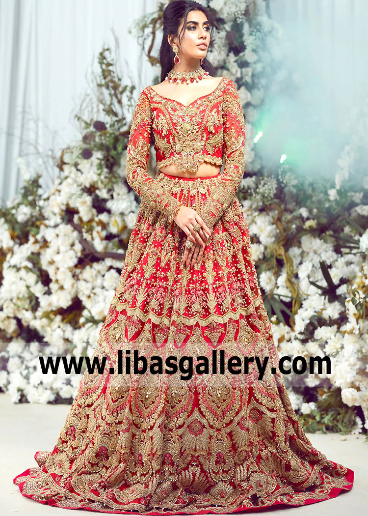Absolutely Bejeweled Red Armeria Bridal Wear Lehenga