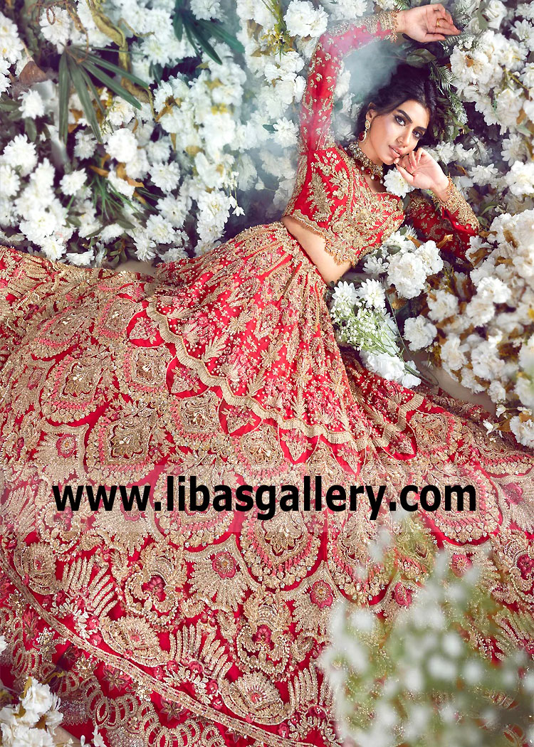 Absolutely Bejeweled Red Armeria Bridal Wear Lehenga