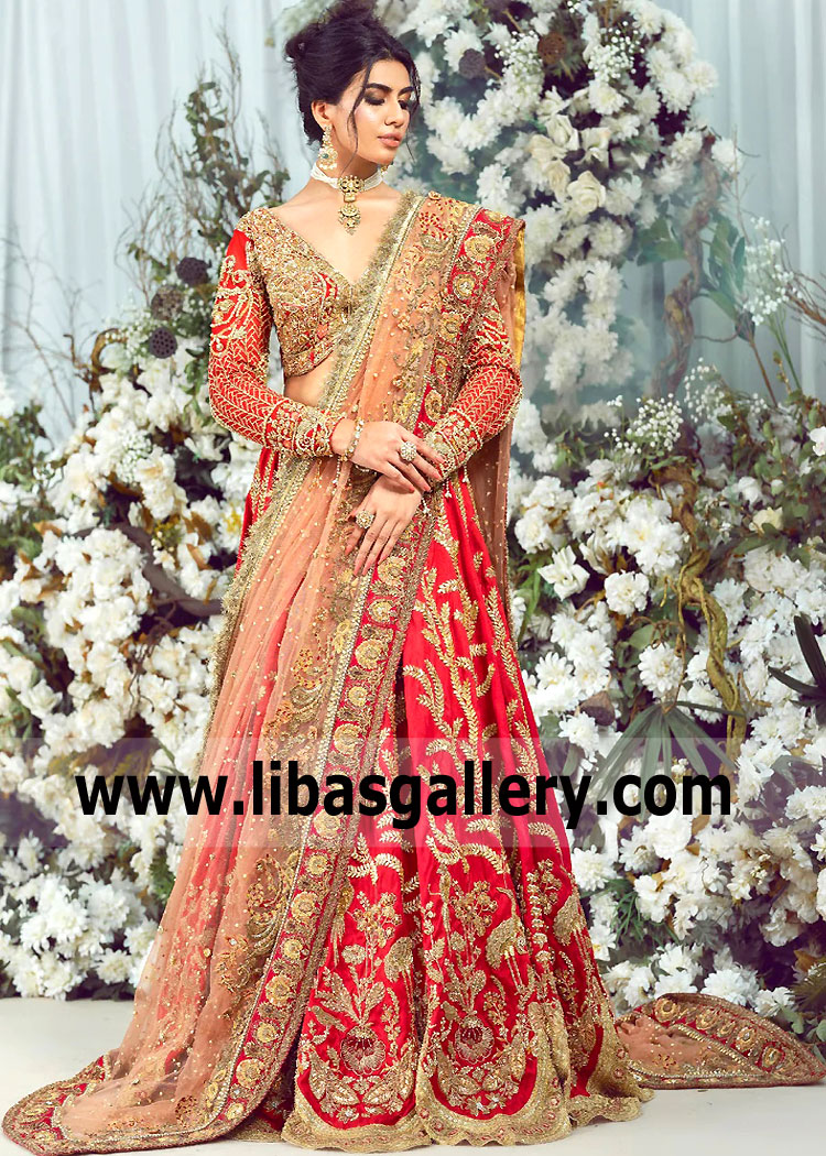Cornell Red Rose Merwilla Bridal Lehenga