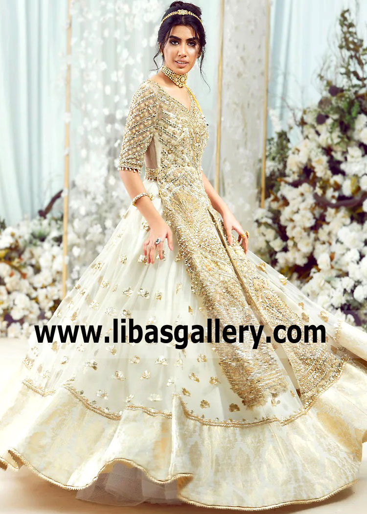 Off White Santolina Nikah Dress for Bride