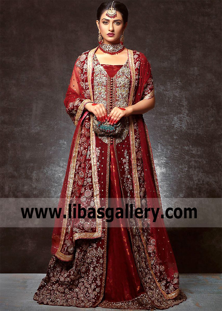 Deep Red Santolina Bridal Lehenga Dress
