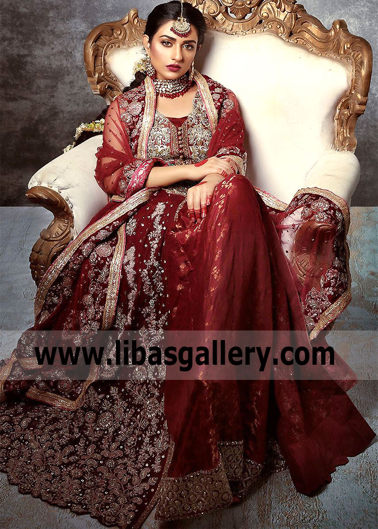 Deep Red Santolina Bridal Lehenga Dress