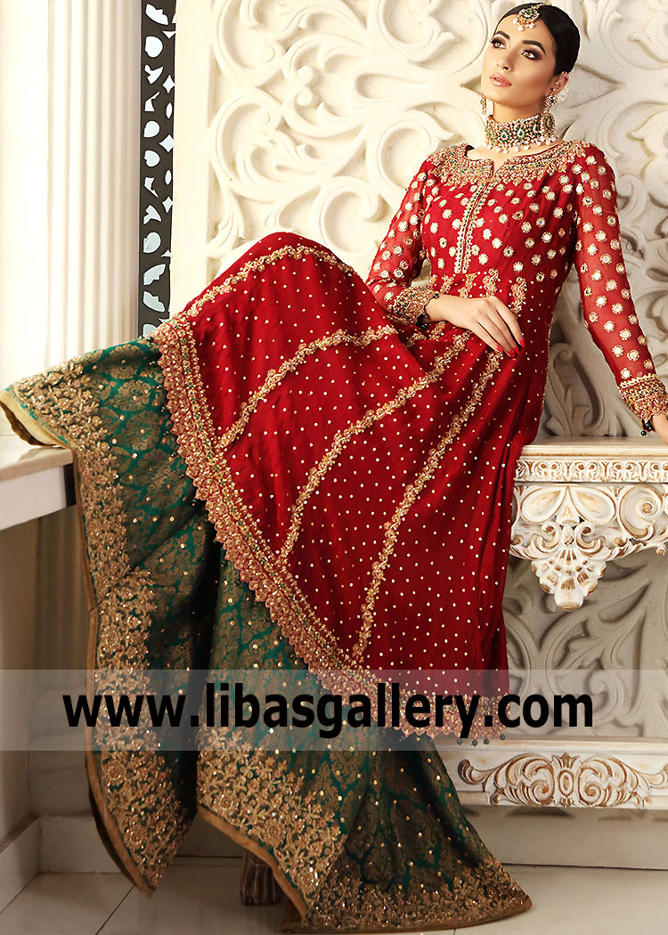 Brick Red Pansy Tulipa Anarkali Lehenga Suit