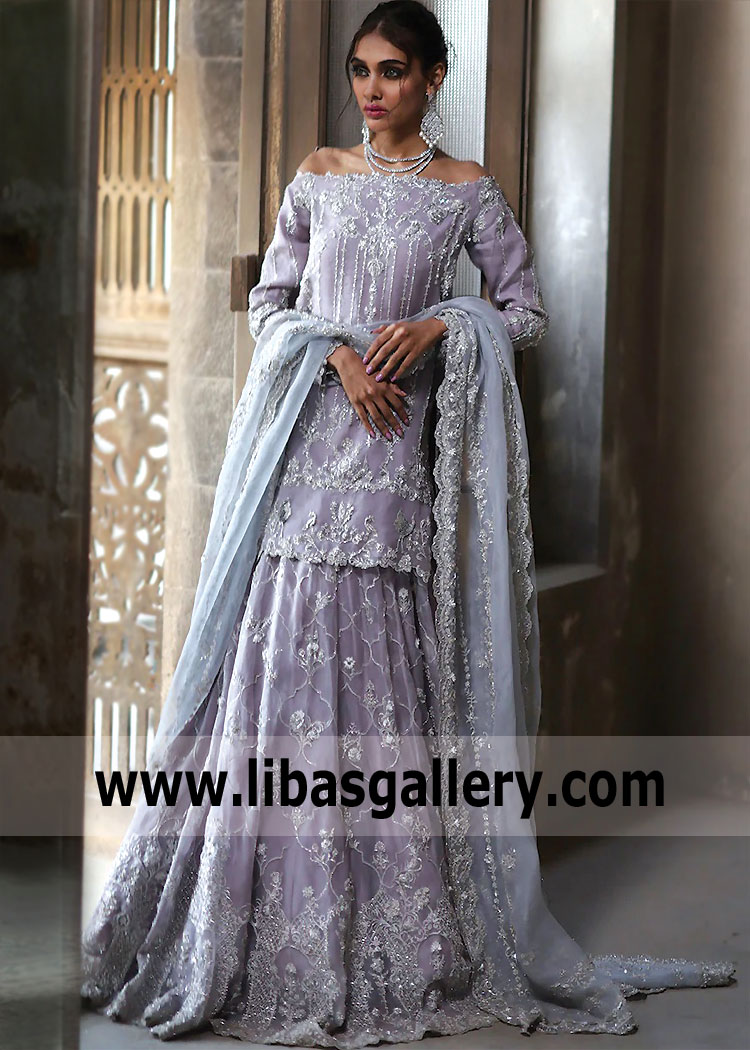 Brilliant Lavender Magnolia Bridal Lehenga for Walima