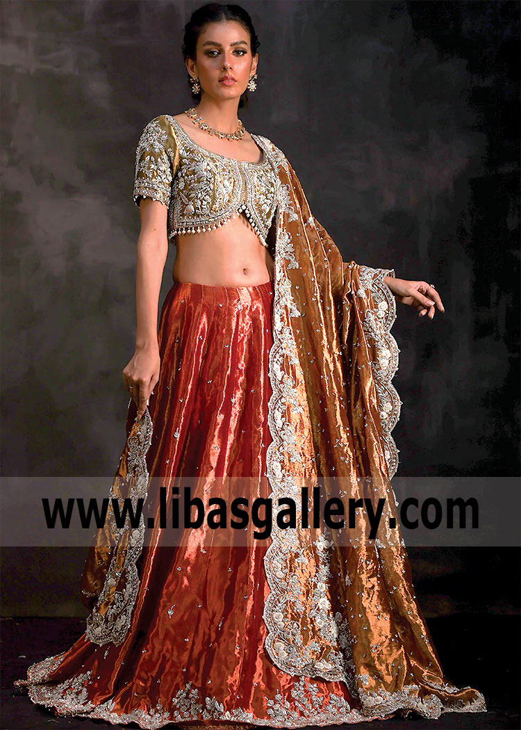 Copper Sinopia Tulipa Wedding Lehenga Dress