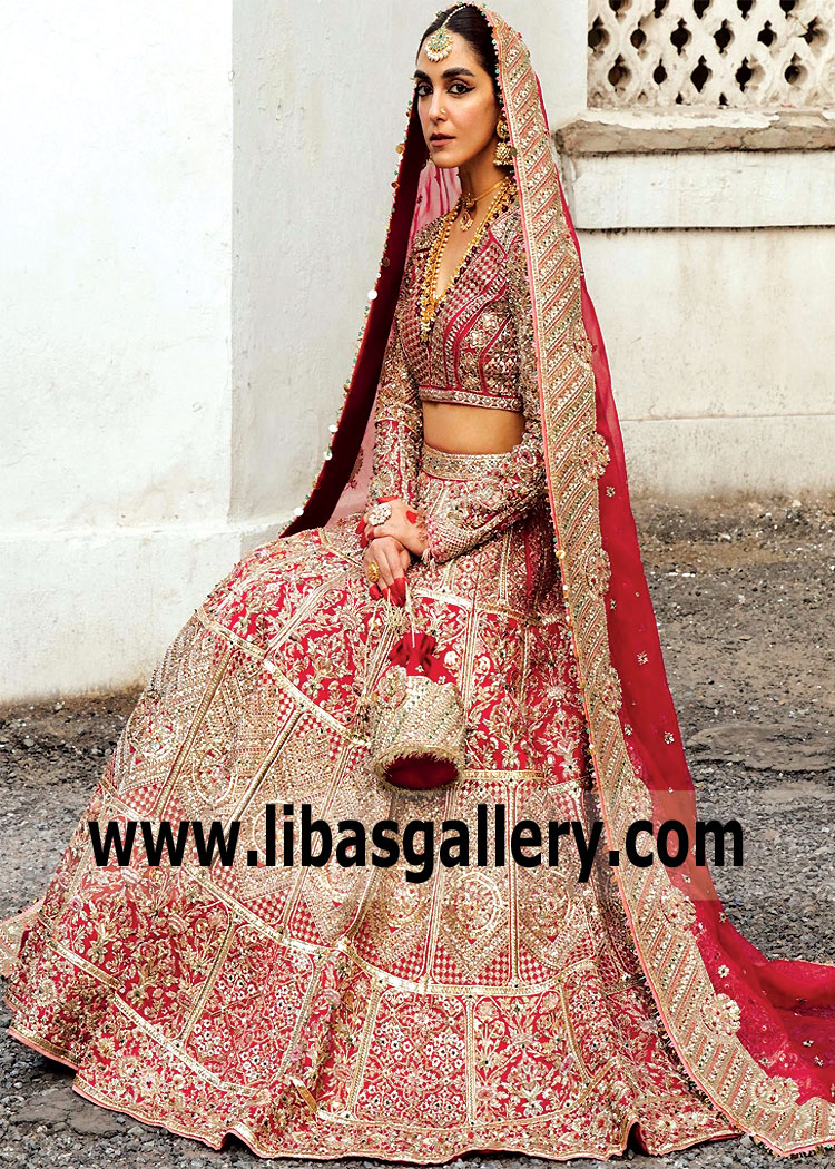 Crimson Red Kamelia Wedding Lehenga Choli