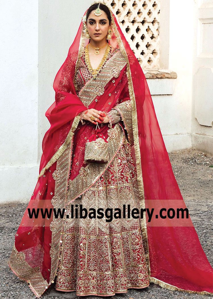 Crimson Red Kamelia Wedding Lehenga Choli