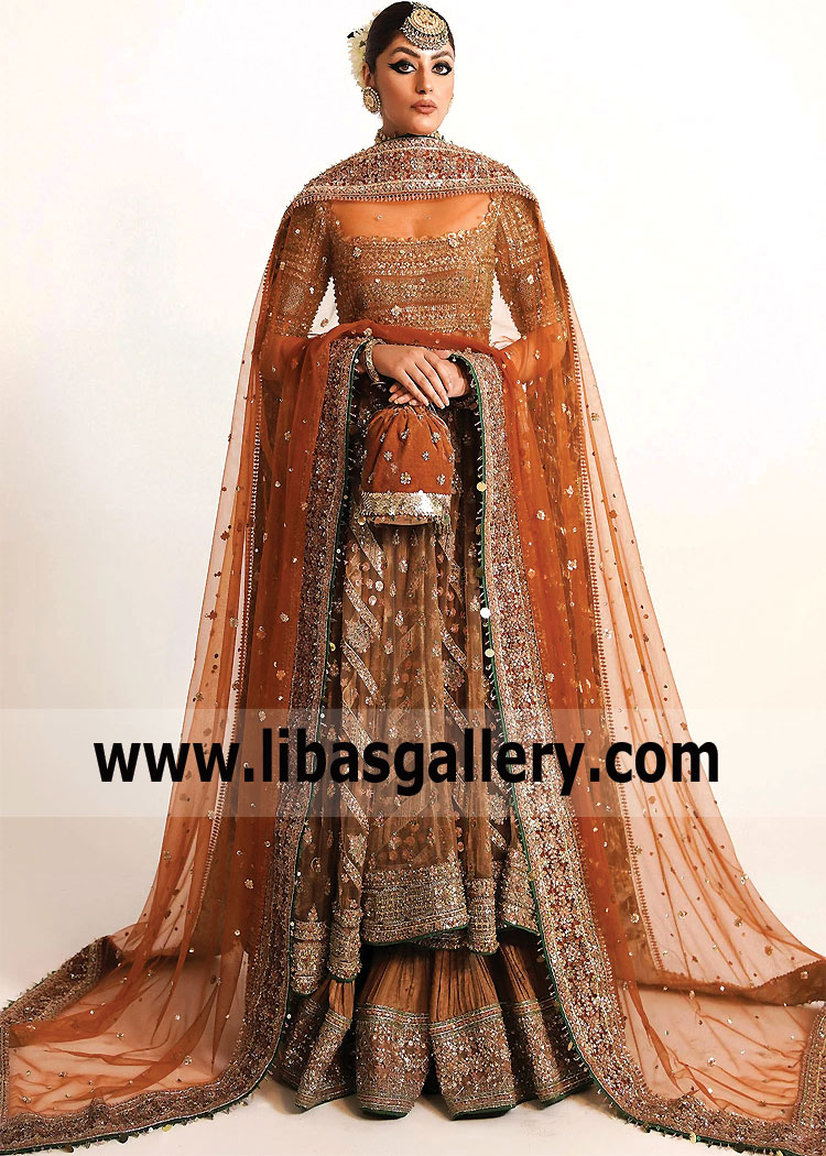 Alloy Orange Fantasia Embellished Peshwas Sharara
