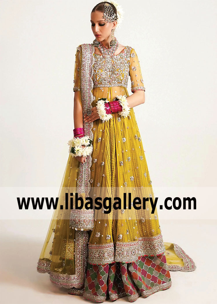 Dark Goldenrod Spirea Bridal Wear Pishwas Designs